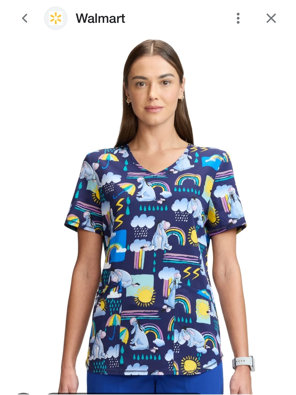 Scrubstar Navy Weather & Rainbow Print V-Neck Scrub Top